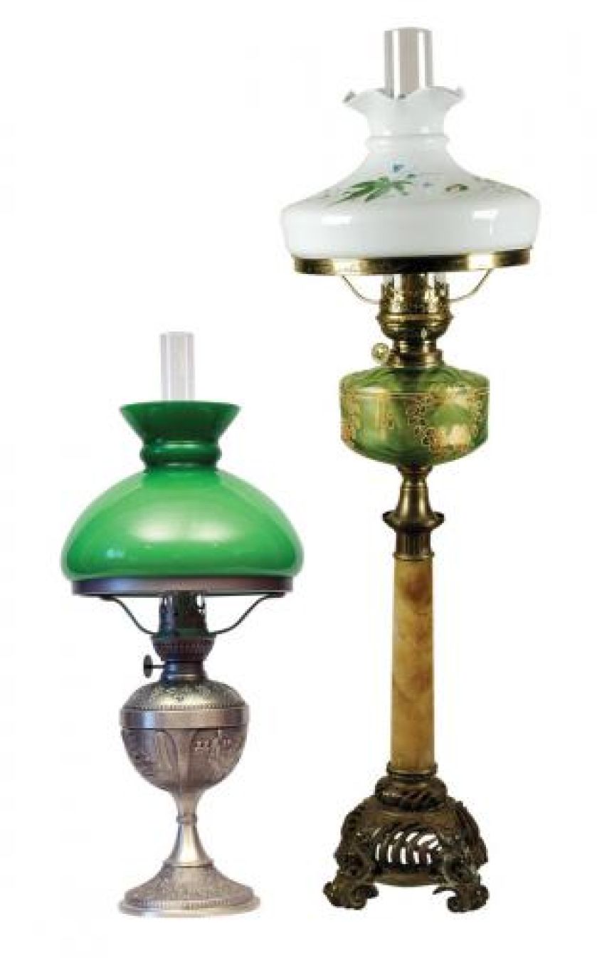 Lampa naftowa sygnowana Grenningloh , XX w., cw 350 zł, niesprzedana, DESA UNICUM. Lampa naftowa z początku XX w., Niemcy,