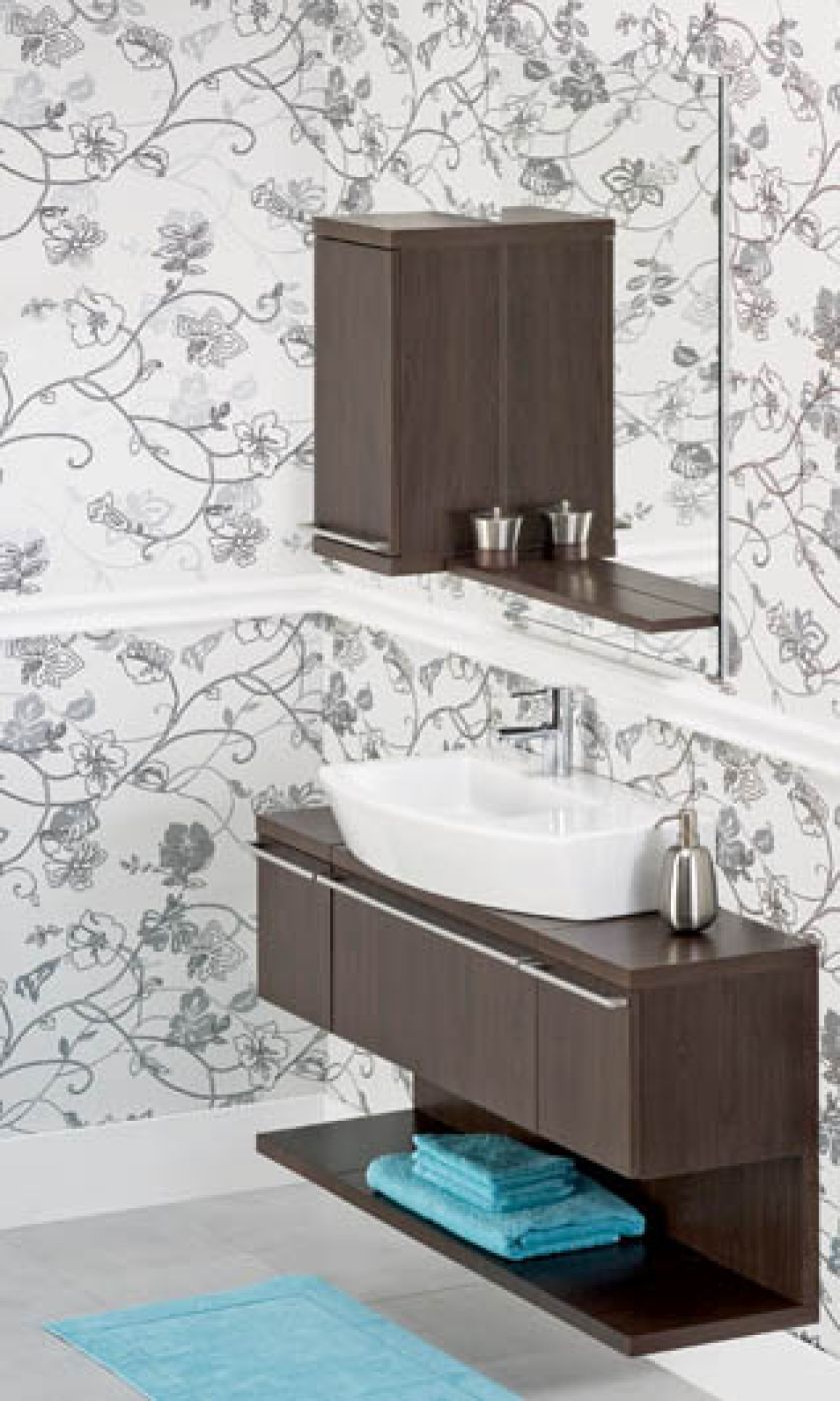 Komplet mebli do łazienki z wygodnymi relingami. ROCA