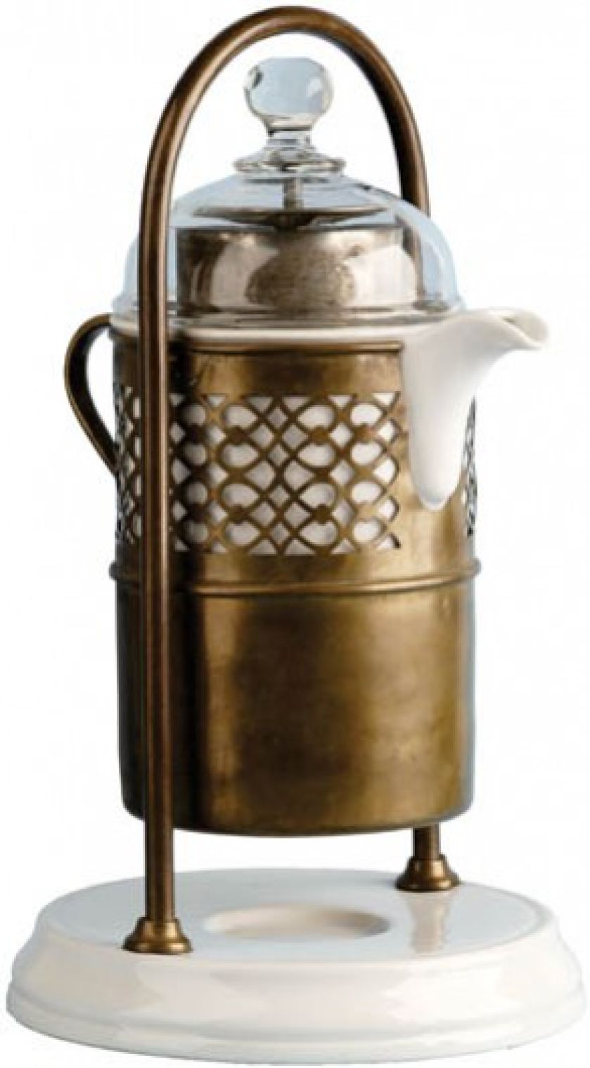 Ceramiczny dzbanek w mosiężnej obudowie, KOLEKCJA MAURO CARLI