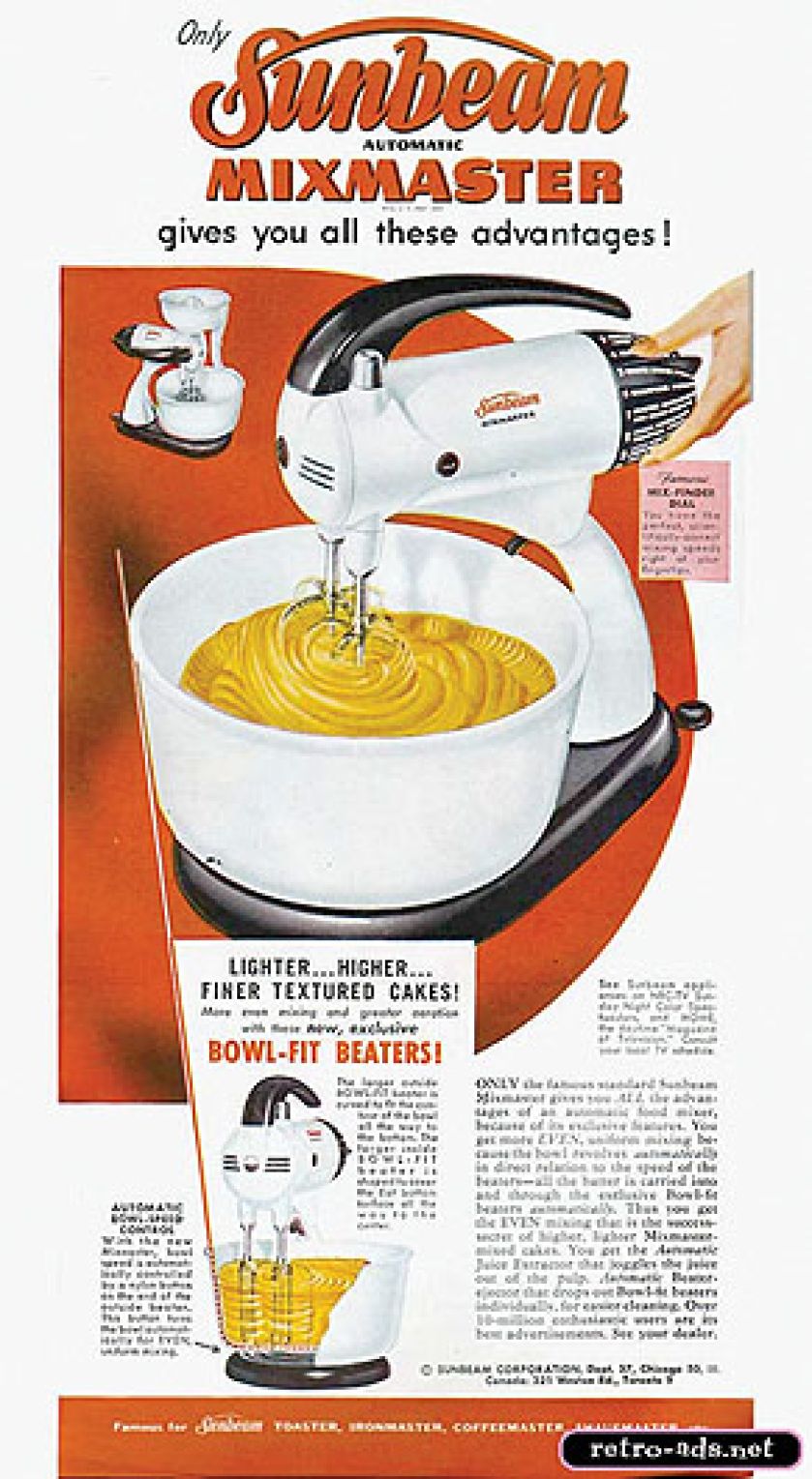 Reklama MIXMASTER firmy Sunbeam, z 1948 r.
