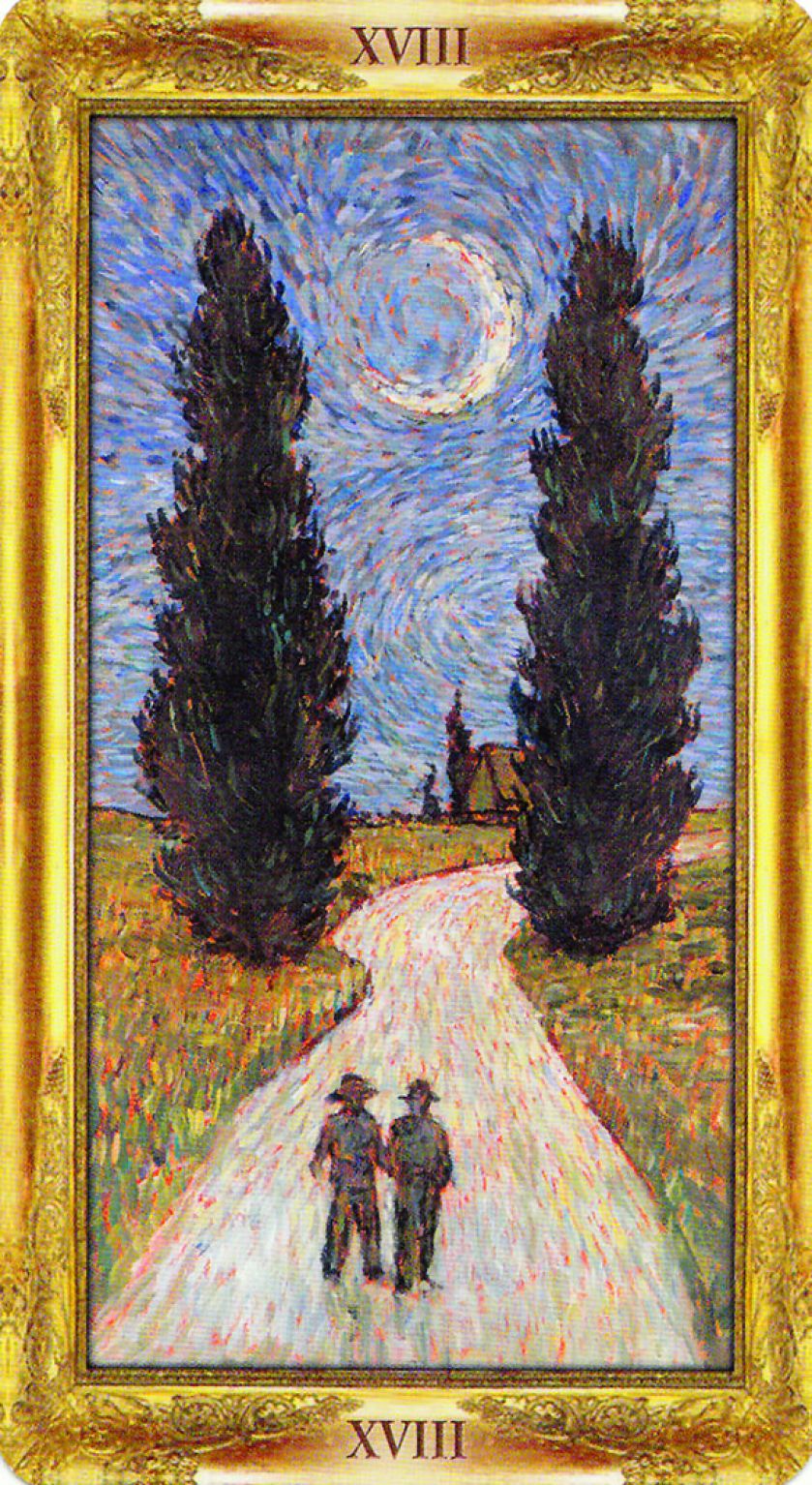 Tarot Impresjonistów, Królowa Mieczy wg Paula Gauguina i Księżyc wg Vincenta van Gogha