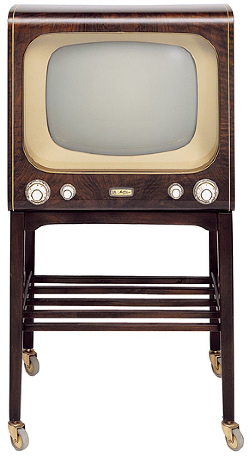 17-calowy Master TV 512 na stoliku i kółkach, 1953 rok, Bang Olufsen.