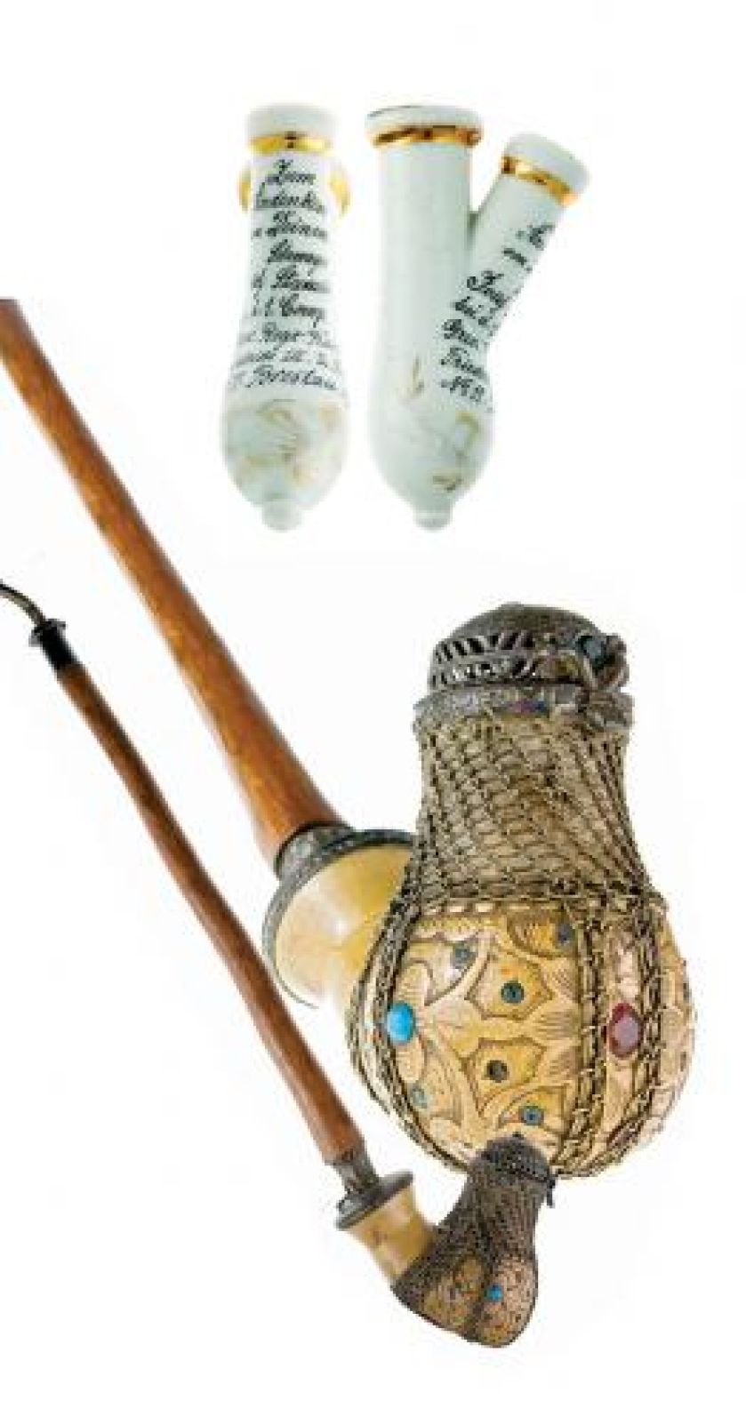 Porcelanowa fajka rezerwisty Johanna Walla, ręcznie zdobiona malaturą, Niemcy, 1905 r., Muzeum Dzwonów i Fajek