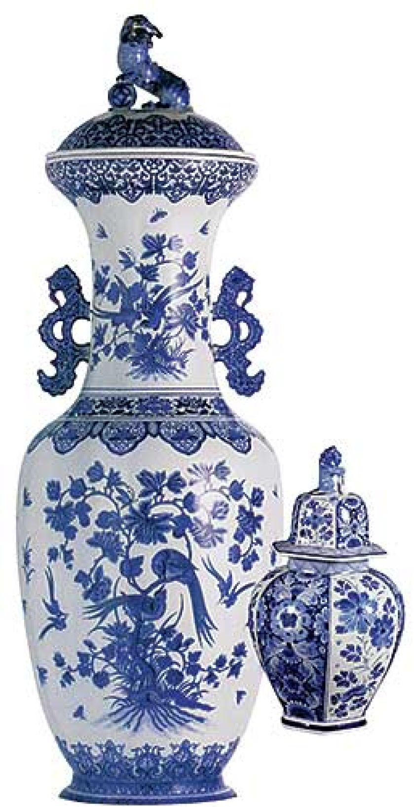 Inspirowany porcelaną Dalekiego Wschodu wazon z fabryki Keramis, XVIII w., Boch. Potiche z dekoracją