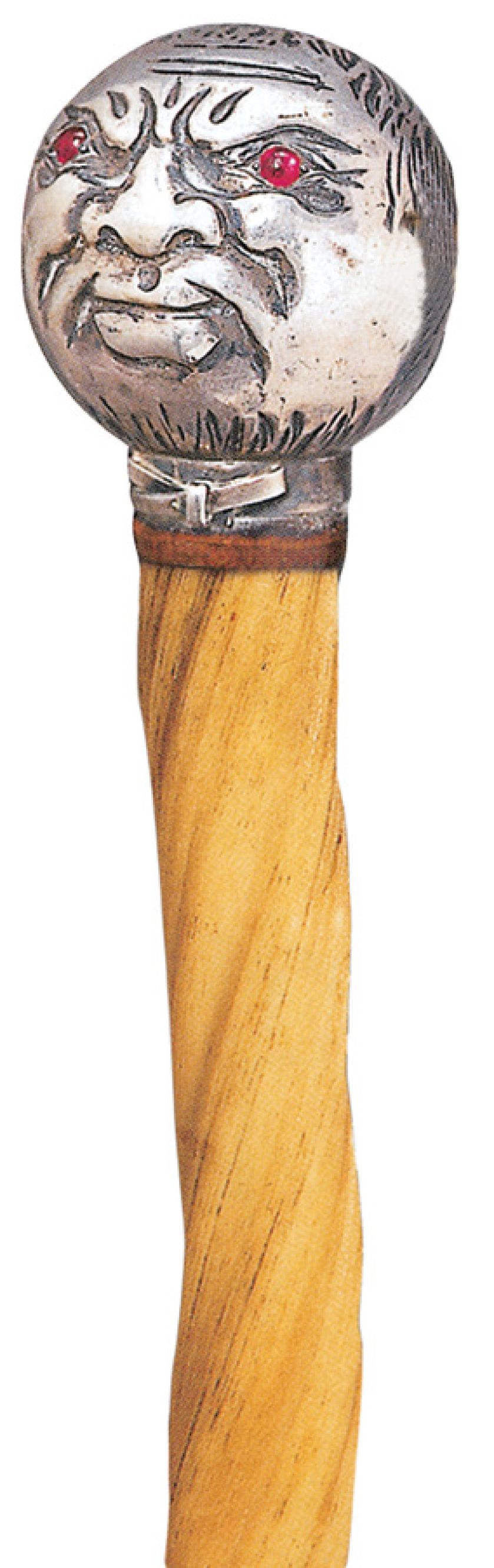 Główka z posrebrzanego metalu. Magiczny kijek