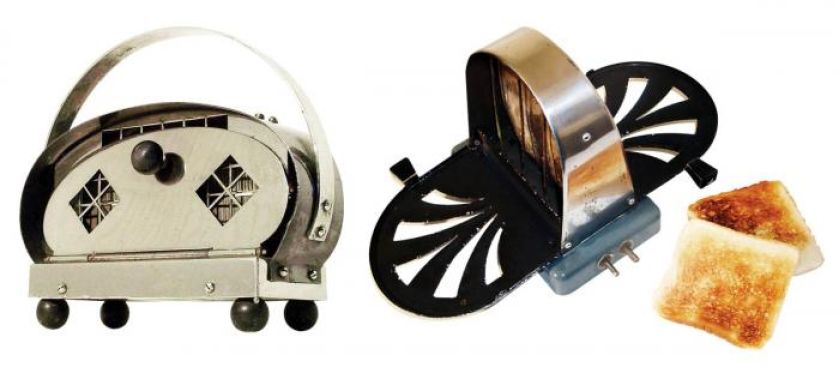 Niklowany Siemens Schuckert, lata 1920- 1930, Niemcy. Opiekacz z klapkami na tosty, zwany potocznie flapperem.