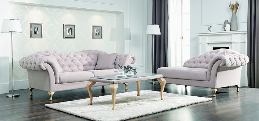 Kolekcja New Elegance: sofa, od 3873 zł, otomana, od 3468 zł i ława, od 1157 zł, STOLWIT MEBLE