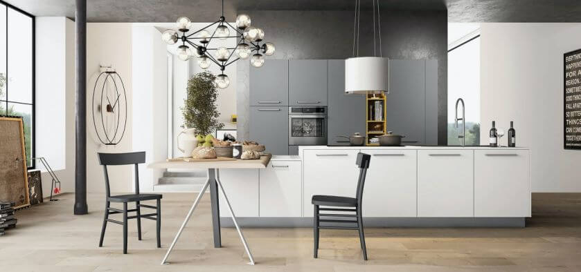 nowoczesna kuchnia bez wiszących szafek