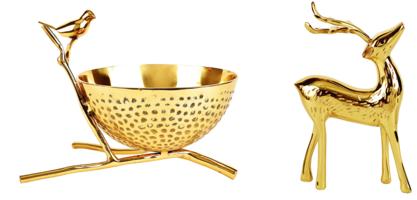 Mosiężny jeleń i misa z ptakiem, witeks.pl