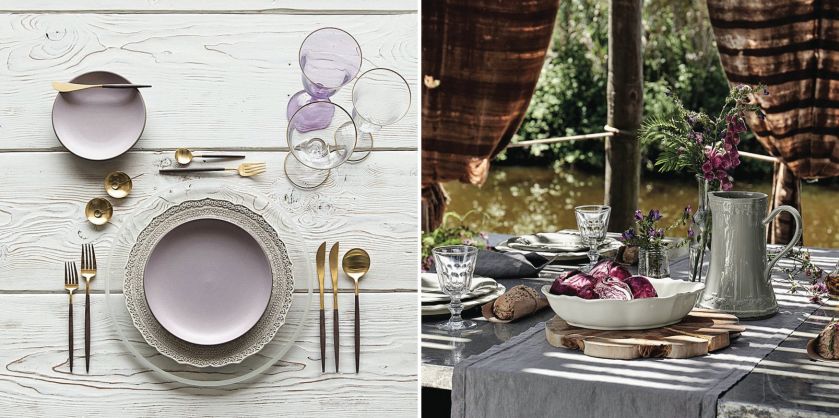 dekoracja stołu: piękny stół na przyjęcie w ogrodzie