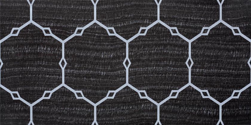 Ciekawy ornament, a także zestawienie kolorów - szarości z błękitem. CERAMSTIC