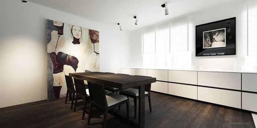 Kuchnia ze stołem LAGERFORM. Zdjęcie: Piotr Gęsicki