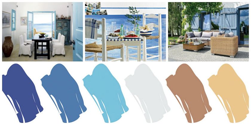 Greckie biele i błękity w aranżacji wnętrz.