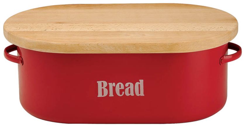 Współczesny pojemnik na chleb z przykrywką, która jest jednocześnie deską do krojenia, fot. WWW.REDCANDY.CO.UK