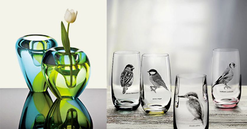 Projekt wazonu z zielononiebieskiego szkła. To trudne połączenie kolorów, niełatwo też zrobić lejek, do którego