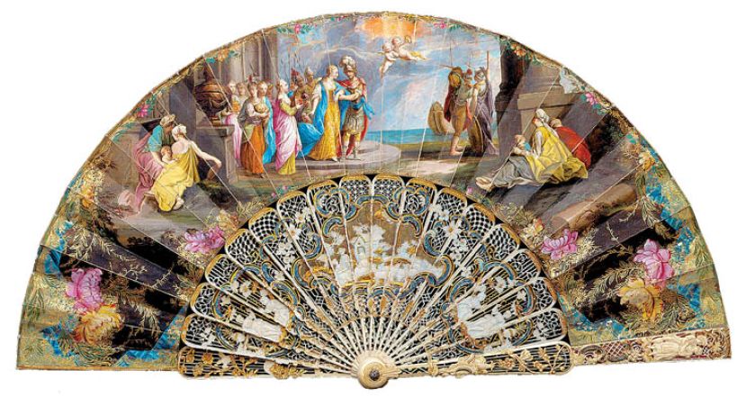 Wachlarz ze sceną porwania Heleny, królewska kolekcja, ok. 1750 r., The Palace of Holyroodhouse w