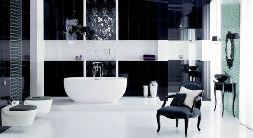 Łazienka Glamour. Do płytek z kolekcji Secret/Edeno dobrano błyszczące Ludwiki. CERAMIKA PARADYŻ