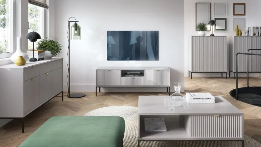 ryflowane meble i dodatki do salonu