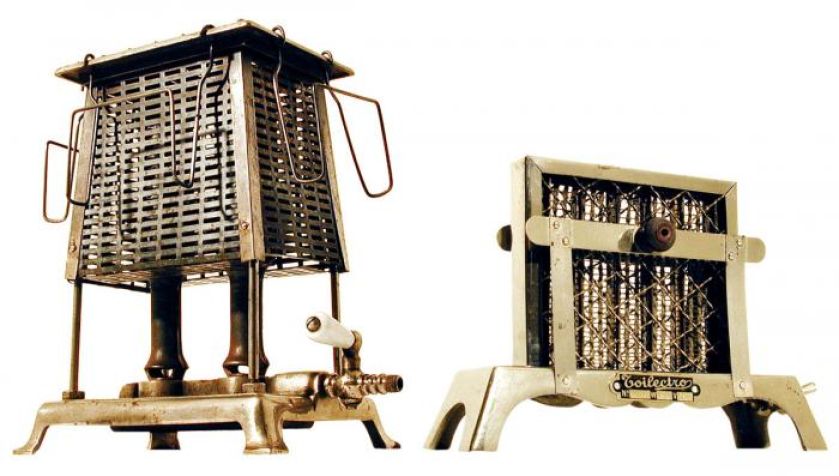 Tobias Heather- jeden z najcięższych modeli tosterów, 1914 r., USA i bardzo rzadki francuski opiekacz Toilectro, 1920 r.