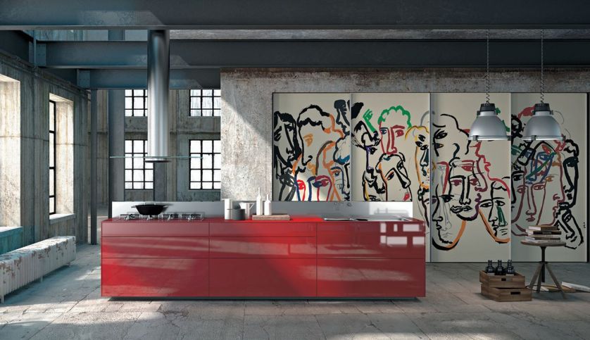 ARTEMATICA, na fronty naklejane są specjalne folie z rysunkami, VALCUCINE.