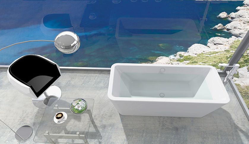 Dzięki szklanej ścianie kąpiel bliżej morza, wanna Allure, 7995 zł, Poolspa