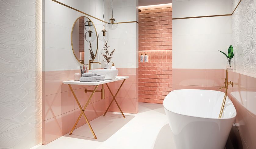płytki łazienkowe różowe