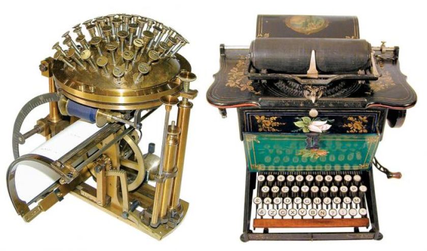 Jedna z pierwszych maszyn do pisania, wynaleziona przez Hansa Mallinga Johana Hansena w Kopenhadze w 1865 r., nazywana była