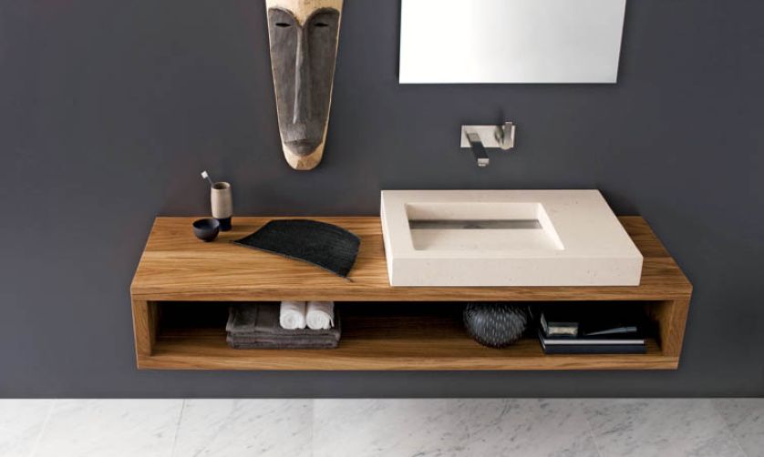 Umywalka nablatowa montowana do ściany, kompozyt Moon Stone, 51,3x75 cm. NEUTRA