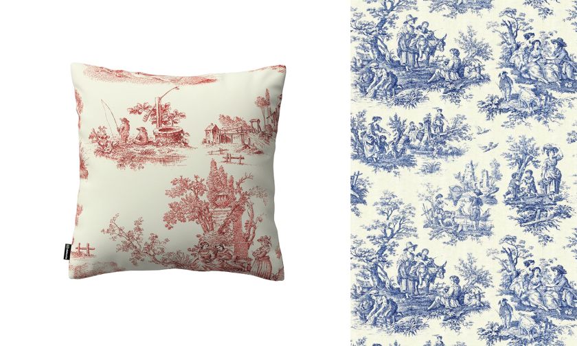 toile de jouy tkaniny i tapety