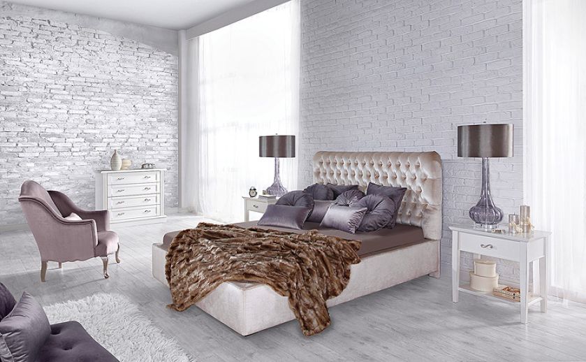 W sypialni Glamour Łóżko Ax z tapicerowanym zagłówkiem, od 4450 zł, Meblonowak