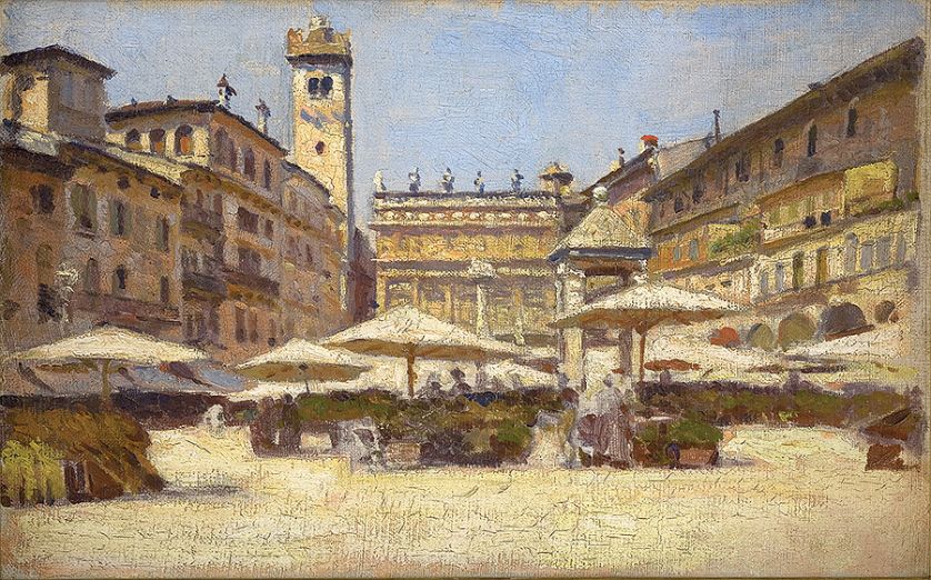 Aleksander Gierymski Piazza delle Erbe w Weronie , 1900 r., MN w Krakowie