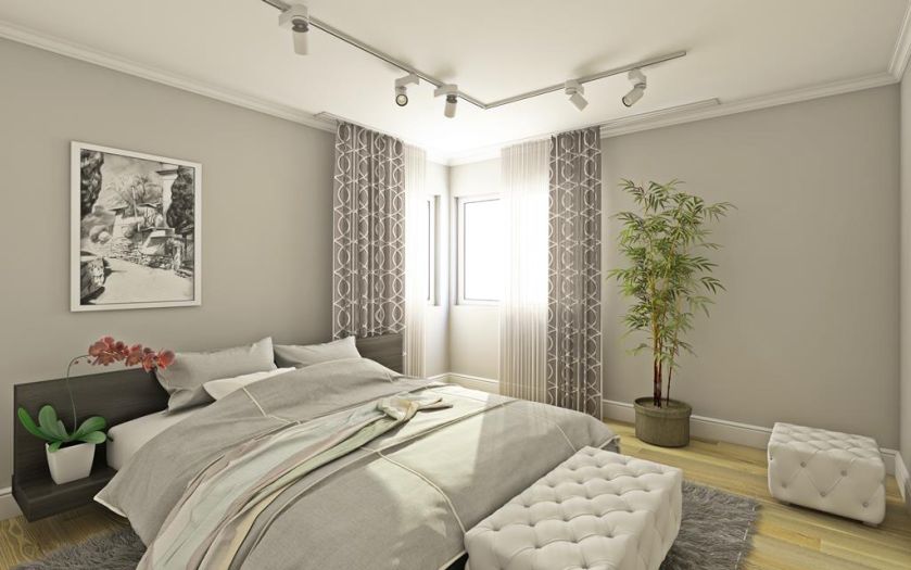 Fot. Shutterstock. Szara sypialnia - inspiracje, dodatki, aranżacje