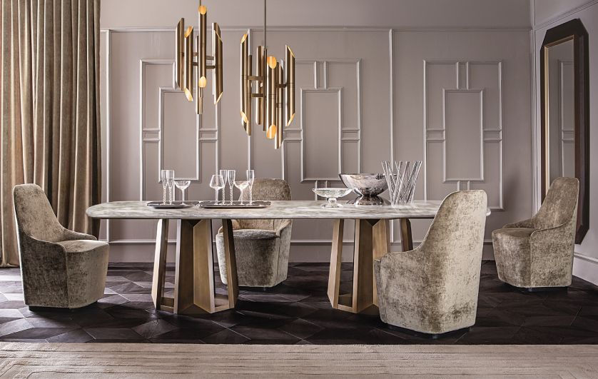 Stół Kandinsky, Casamilano, MOOD. 30 stołów do jadalni z blatami z drewna, kamienia i szkła