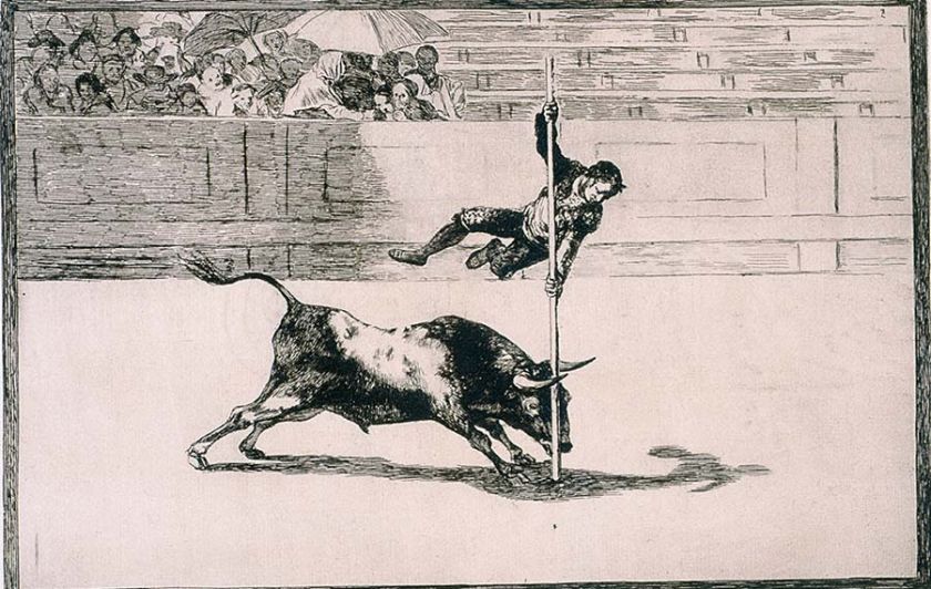 Francisco de Goya Zręczność i zuchwałość Juanito Apinani na arenie w Madrycie , lata 1814-1816