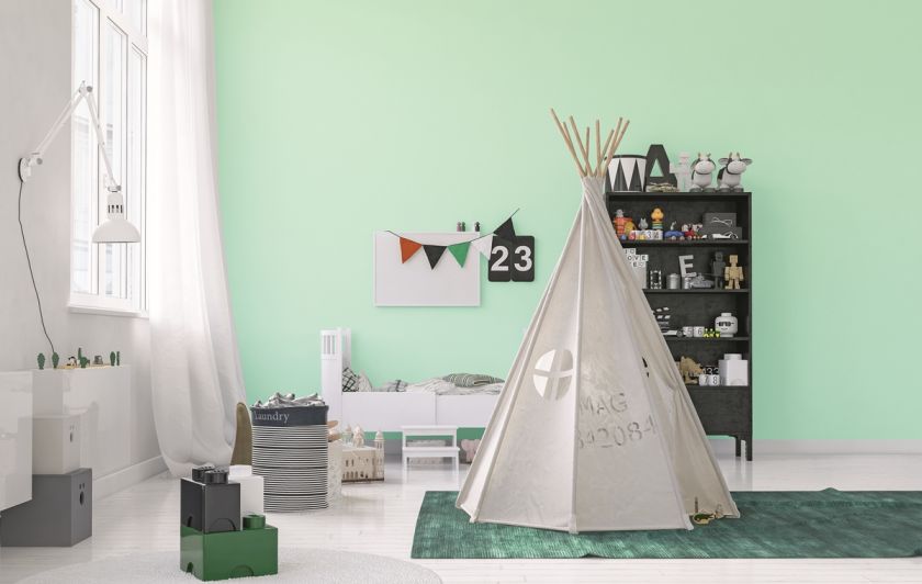 zielono biały pokój dla dziecka