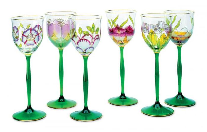 Kieliszki inspirowane stylem Jugendstil (secesją niemiecką). THERESIENTHAL