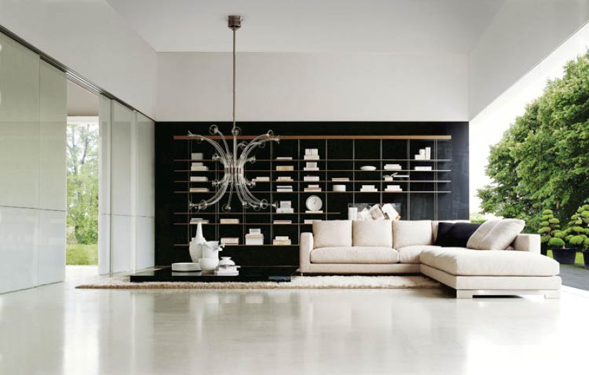 Półki na metalowych linkach. MOLTENI