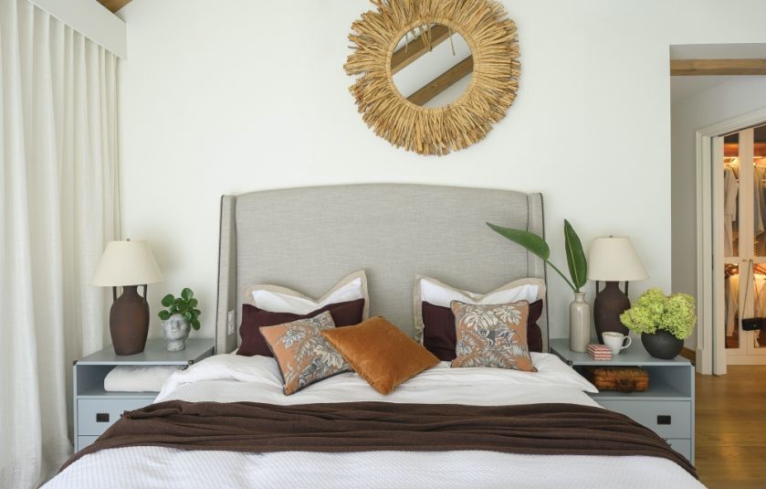 sypialnia w stylu farmhouse