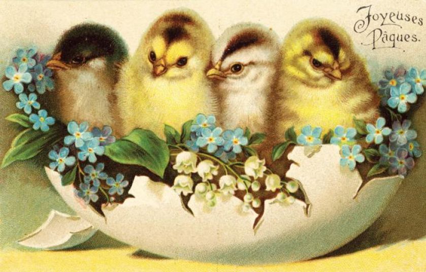 Francuska pocztówka wielkanocna, 1905 r., fot. BE W