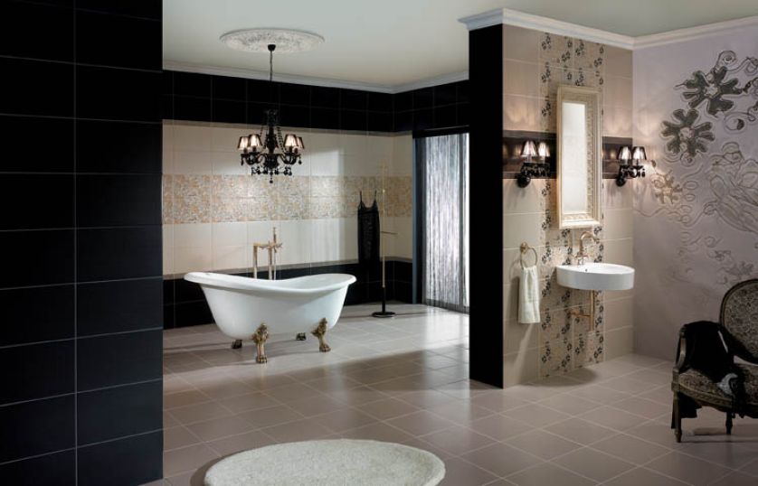 Cały w kwiatach. Płytki z kolekcji Otylia/Dessous: na ścianę - 53 zł/m2, na podłogę - 51 zł/m2. CERAMIKA PARADYŻ