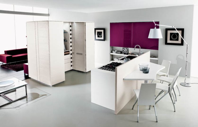 Szafki kuchn Nidle zrobione są ze szczotkowanego forniru. CUCINE LUBE