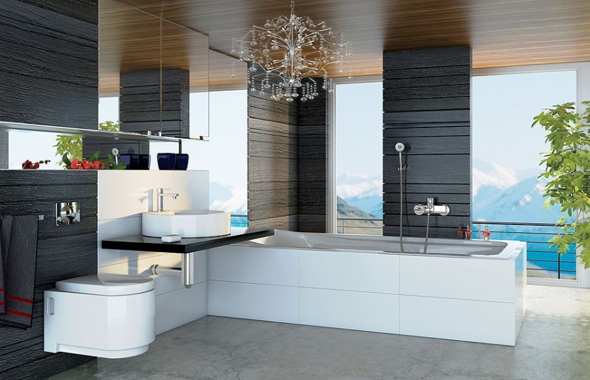 Szafki ukryte za lustrami. Do takiej łazienki pasują baterie Floks: umywalkowa za 259 zł, wannowa (bez kompletu