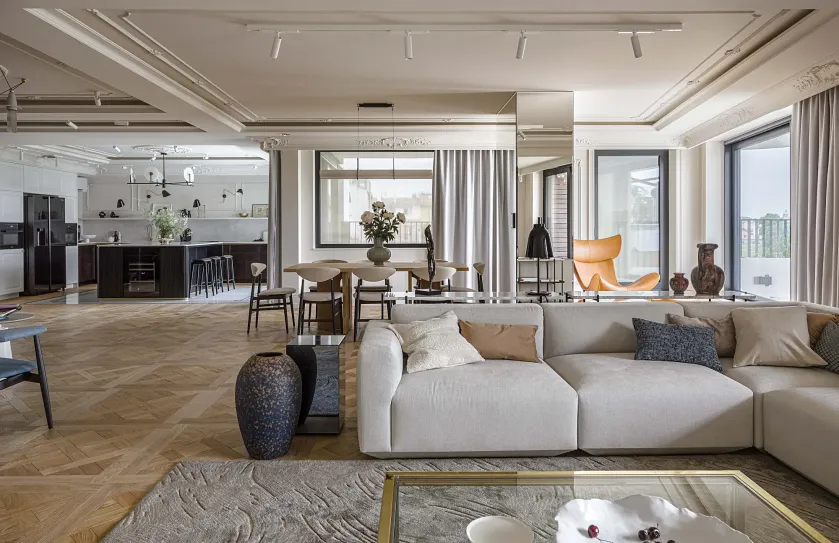 luksusowy salon w krakowskim apartamencie