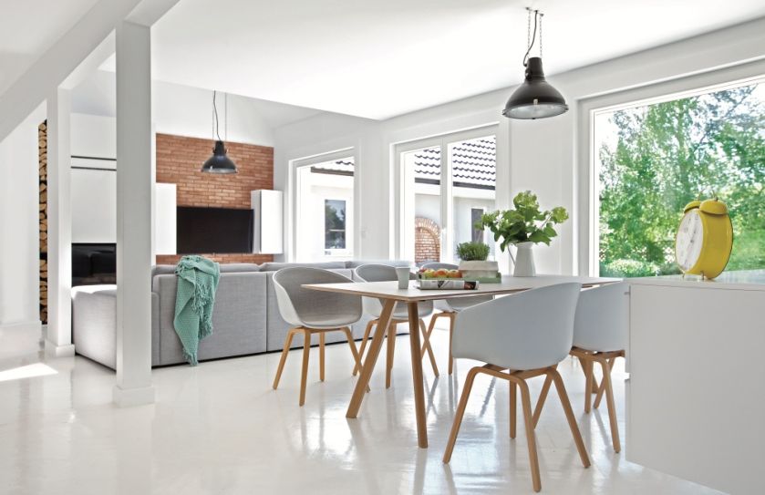 nowoczesny salon z jadalnią