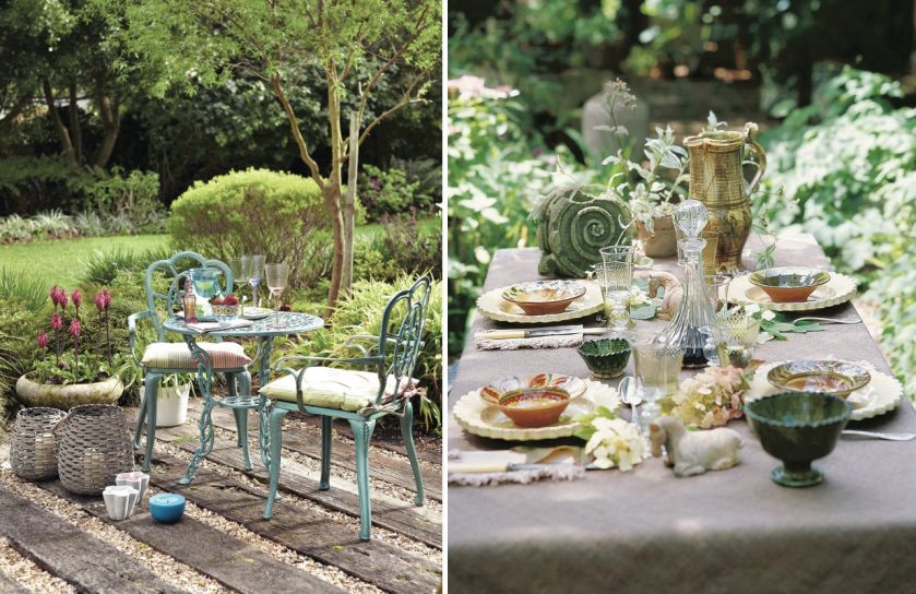 dekoracja stołu ogrodowego