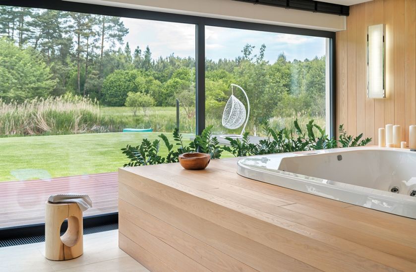 styl nowoczesny łazienka z drewnem