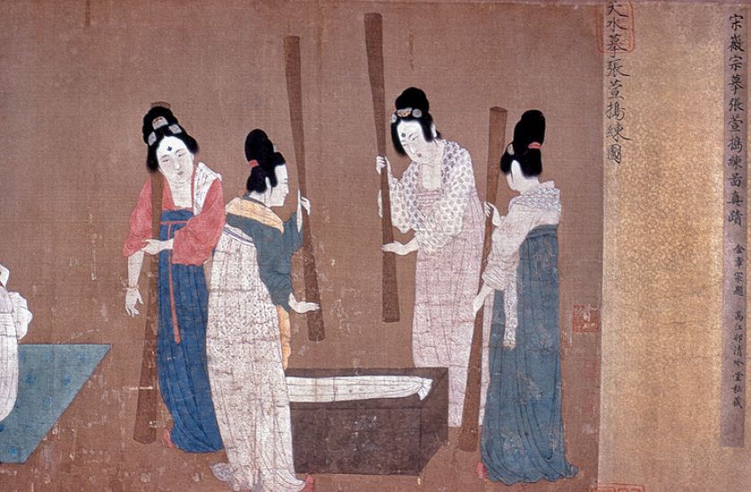 Fragment obrazu opowiadającego o produkcji jedwabiu. Emperor Hui Tsung, XII w.