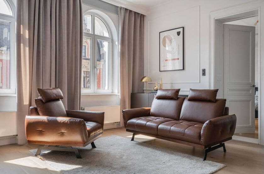 skórzana sofa brązowa