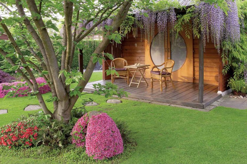 kącik japoński w ogrodzie