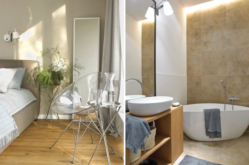 nowoczesne wnętrza łazienka i sypialnia